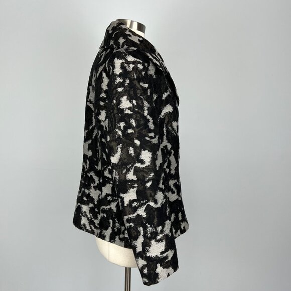 Lafayette 148 NY Womens Animal Print Moto Jacket Black Gray Wool Blend size 14 - Picture 5 of 15